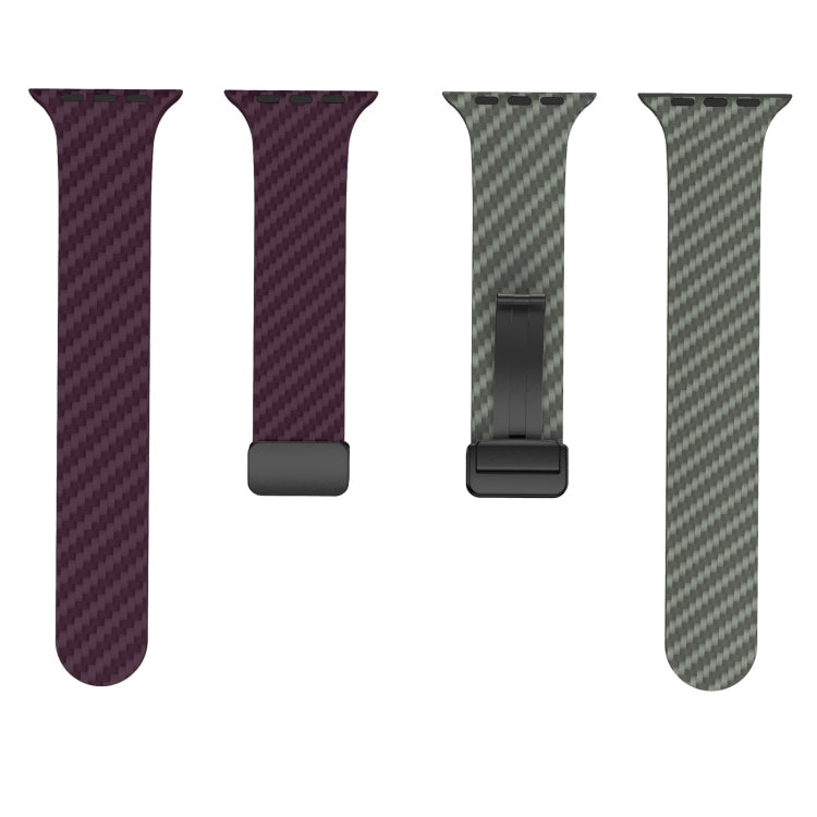Lisslune | For Apple Watch 38mm Carbon Fiber Magnetic Black Buckle Watch Band (Purple Green)
