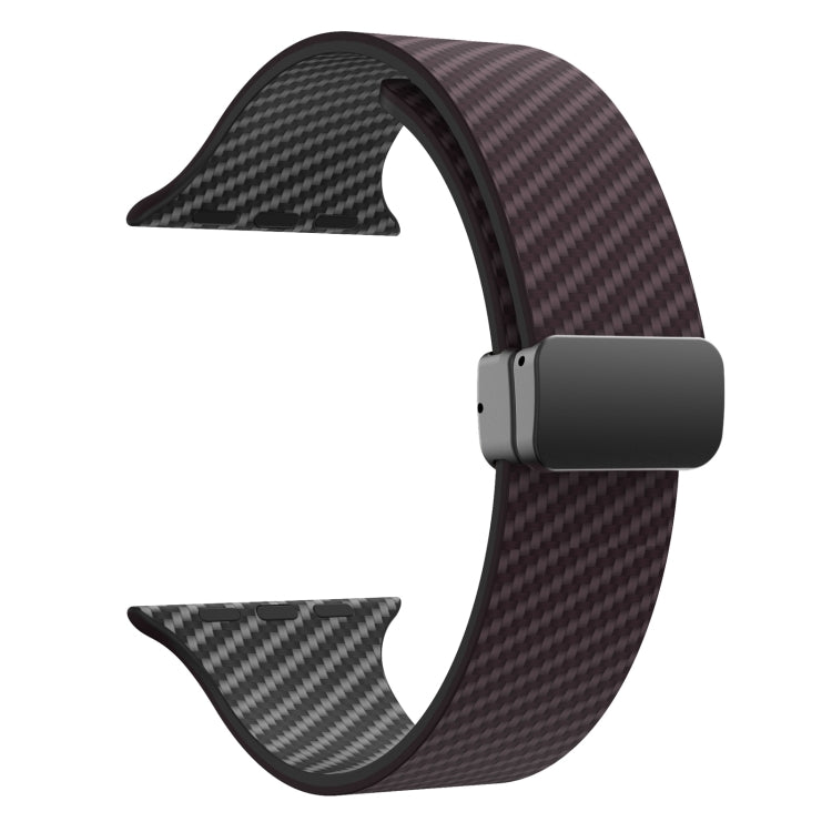 Lisslune | For Apple Watch 38mm Carbon Fiber Magnetic Black Buckle Strap (Dark Brown Black)
