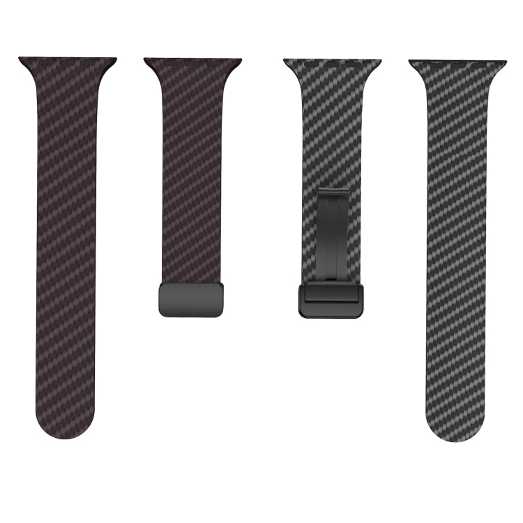 Lisslune | For Apple Watch 38mm Carbon Fiber Magnetic Black Buckle Strap (Dark Brown Black)