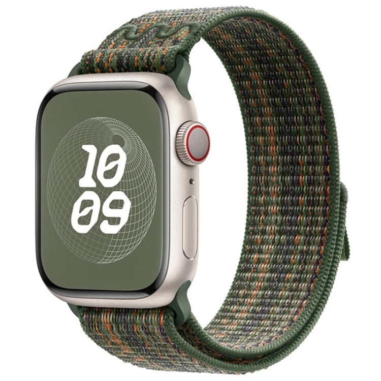 Lisslune | For Apple Watch Series 8 45mm Loop Nylon Watch Band (Green Orange)