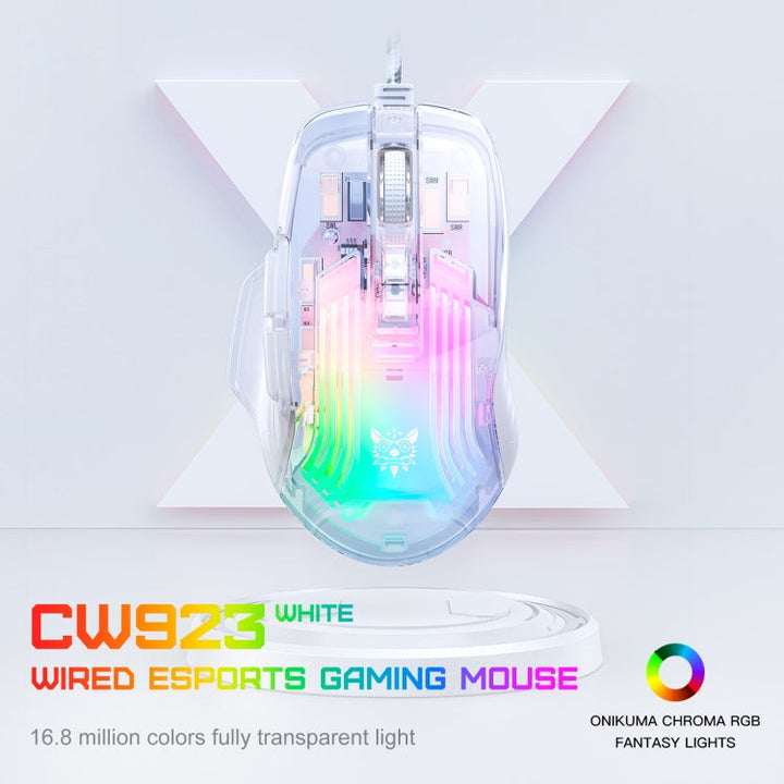 Lisslune | ONIKUMA CW923 RGB Lighting Wired Mouse (Transparent)