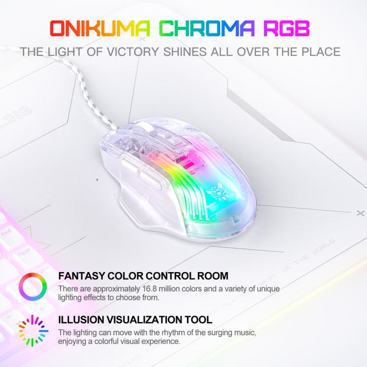 Lisslune | ONIKUMA CW923 RGB Lighting Wired Mouse (Transparent)