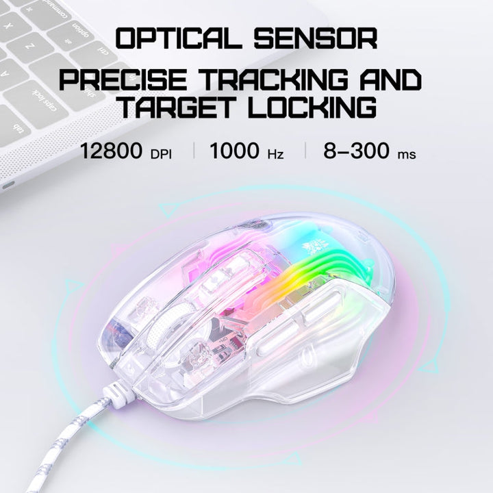 Lisslune | ONIKUMA CW923 RGB Lighting Wired Mouse (Transparent)