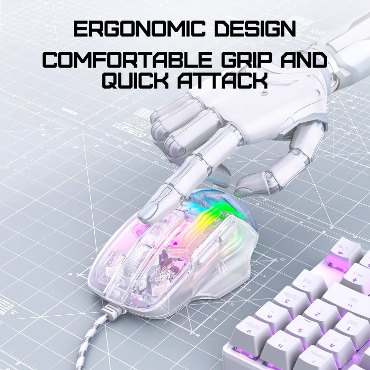 Lisslune | ONIKUMA CW923 RGB Lighting Wired Mouse (Transparent)