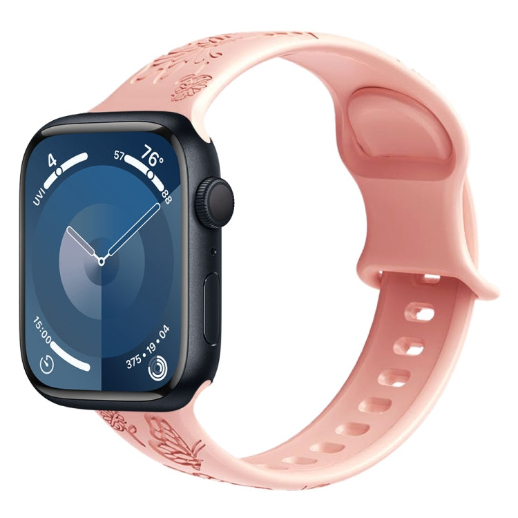 Lisslune | For Apple Watch SE 2023 40mm Butterfly Flower Embossed Silicone Watch Strap (Retro Rose)