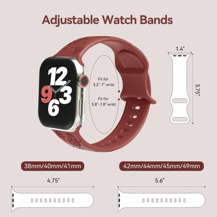 Lisslune | For Apple Watch SE 2023 40mm Butterfly Flower Embossing Silicone Watch Band (Brick Red)