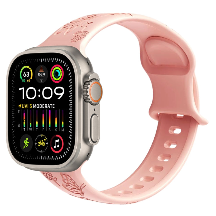 Lisslune | For Apple Watch Ultra 2 49mm Butterfly Flower Embossed Silicone Band (Retro Rose)