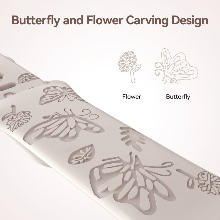 Lisslune | For Apple Watch Series 8 45mm Butterfly Flower Pattern Silicone Watch Band (Starlight)