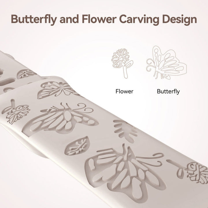 Lisslune | For Apple Watch SE 44mm Butterfly Flower Embossed Silicone Watch Band (Starlight)