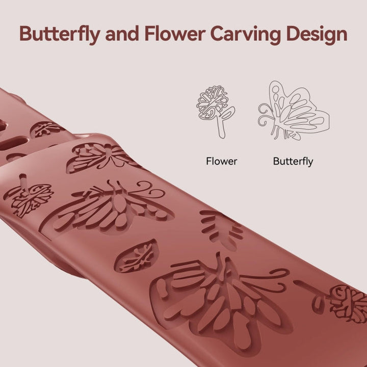 Lisslune | For Apple Watch Series 3 42mm Butterfly Flower Embossed Silicone Band (Brick Red)