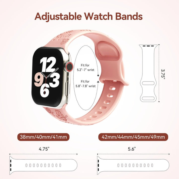 Lisslune | For Apple Watch 38 mm Butterfly Flower Embossing Silicone Watch Band (Retro Rose)