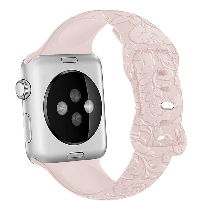 Lisslune | For Apple Watch Ultra 49mm Rose Embossed Silicone Watch Band (Pink)