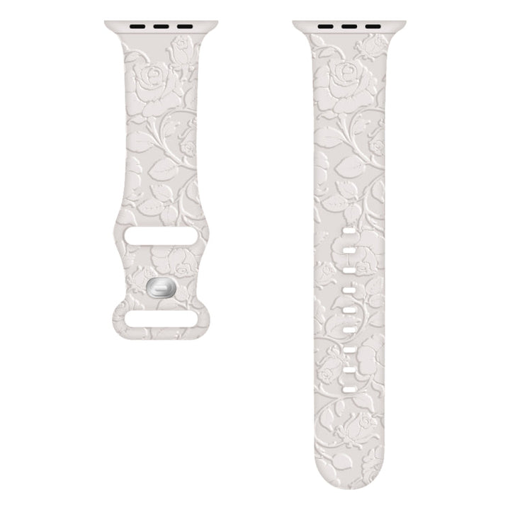 Lisslune | For Apple Watch SE 2022 40mm Rose Embossed Silicone Strap (Starlight)