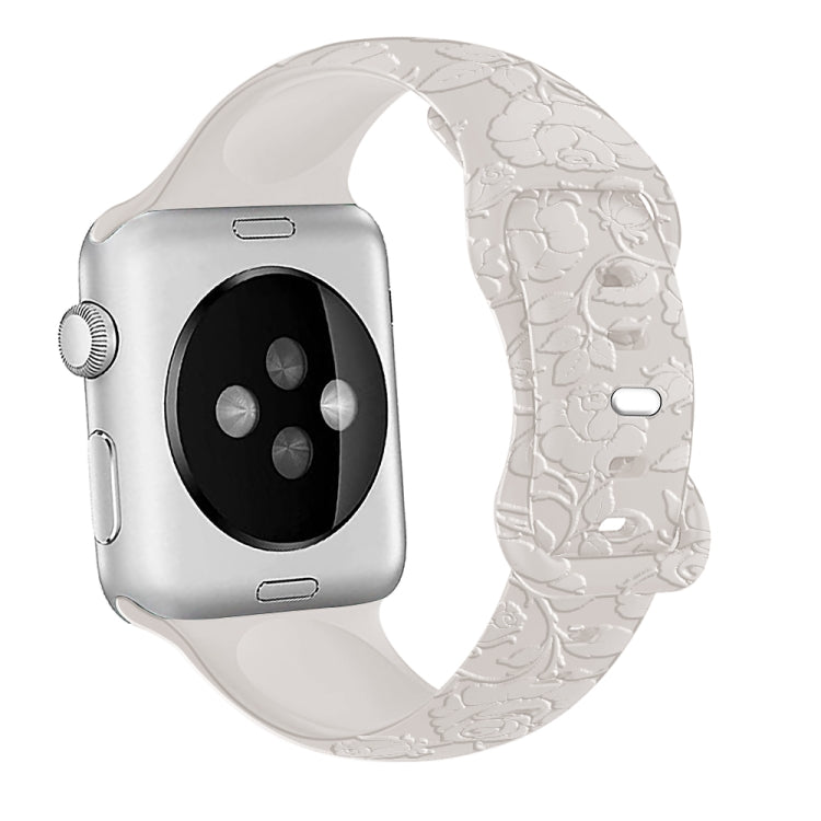 Lisslune | For Apple Watch SE 2022 40mm Rose Embossed Silicone Strap (Starlight)