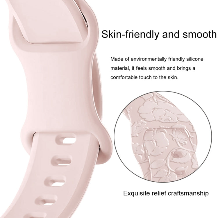 Lisslune | For Apple Watch Ultra 49mm Rose Embossed Silicone Watch Band (Pink)