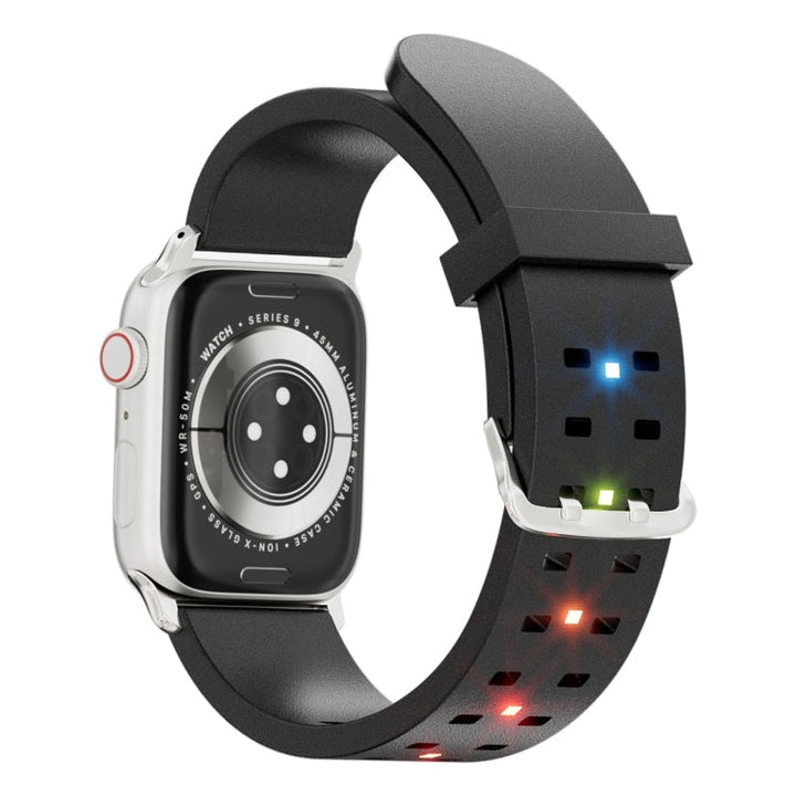 Lisslune | For Apple Watch Ultra 49mm Bright Colorful Light Silicone Watch Band (Black)