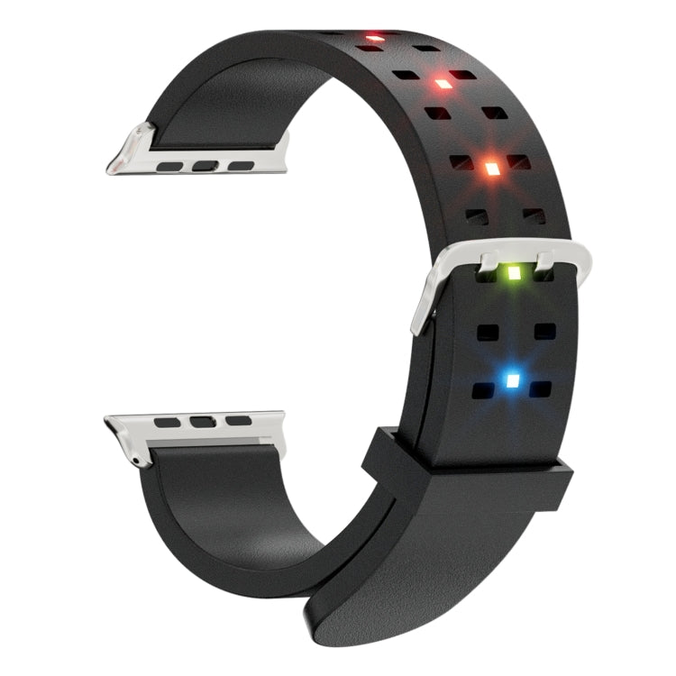 Lisslune | For Apple Watch Ultra 49mm Bright Colorful Light Silicone Watch Band (Black)