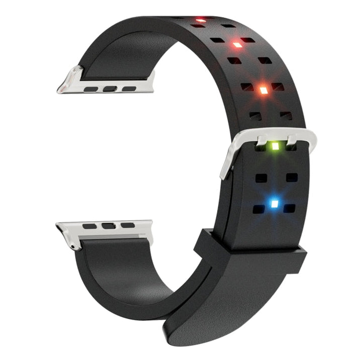 Lisslune | For Apple Watch Ultra 49mm Bright Colorful Light Silicone Watch Band (Black)