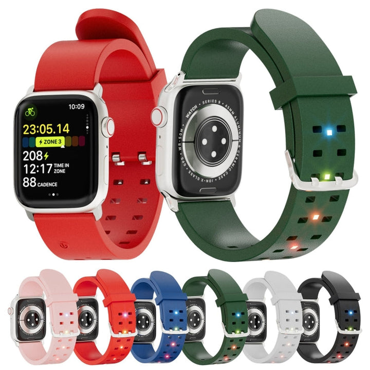 Lisslune | For Apple Watch Ultra 49mm Bright Colorful Light Silicone Watch Band (Black)