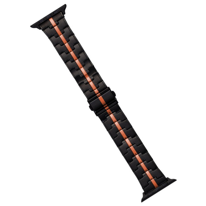 Lisslune | For Apple Watch Ultra 49mm Stainless Steel Watch Band (Black Orange)