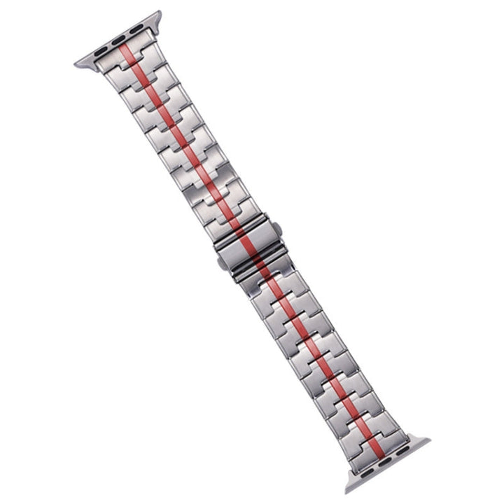 Lisslune | For Apple Watch Ultra 49mm Stainless Steel Band (Silver Red)