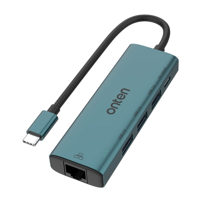 Lisslune | Onten UC121 5 in 1 USB-C / Type-C to USB 3.0 HUB with 5V input & 100Mbps network card