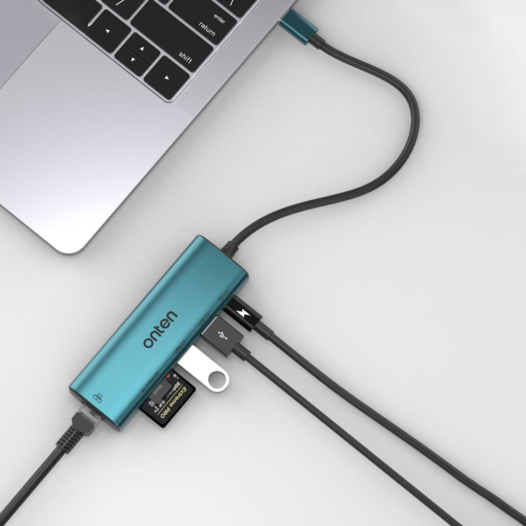 Lisslune | Onten UC122 6 in 1 USB-C / Type-C to SD + TF Card + USB 3.0 HUB with 5V Input & 100Mbps Network Card