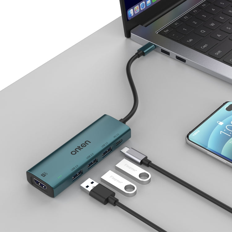 Lisslune | Onten UC123 5 in 1 USB-C / Type-C to HDMI + USB3.0 HUB Docking Station with 5V input