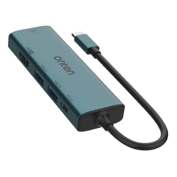 Lisslune | Onten UC125 5 in 1 USB-C / Type-C to HDMI+USB3.0+PD3.0 Multifunction HUB with 100Mbps Network Adapter