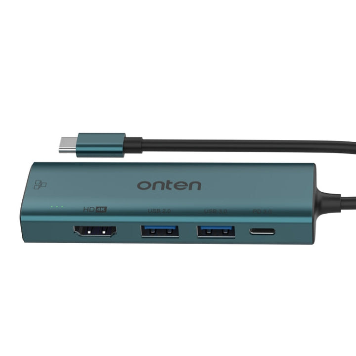 Lisslune | Onten UC125 5 in 1 USB-C / Type-C to HDMI+USB3.0+PD3.0 Multifunction HUB with 100Mbps Network Adapter