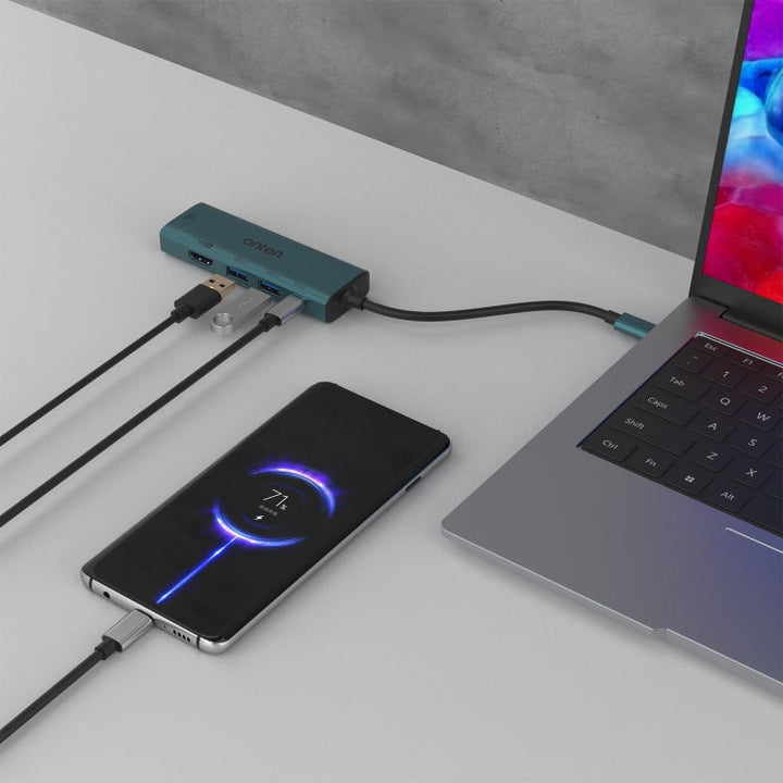 Lisslune | Onten UC126 5 in 1 USB-C / Type-C to Dual HDMI + USB2.0 + PD3.0 Multi-Function HUB Docking Station