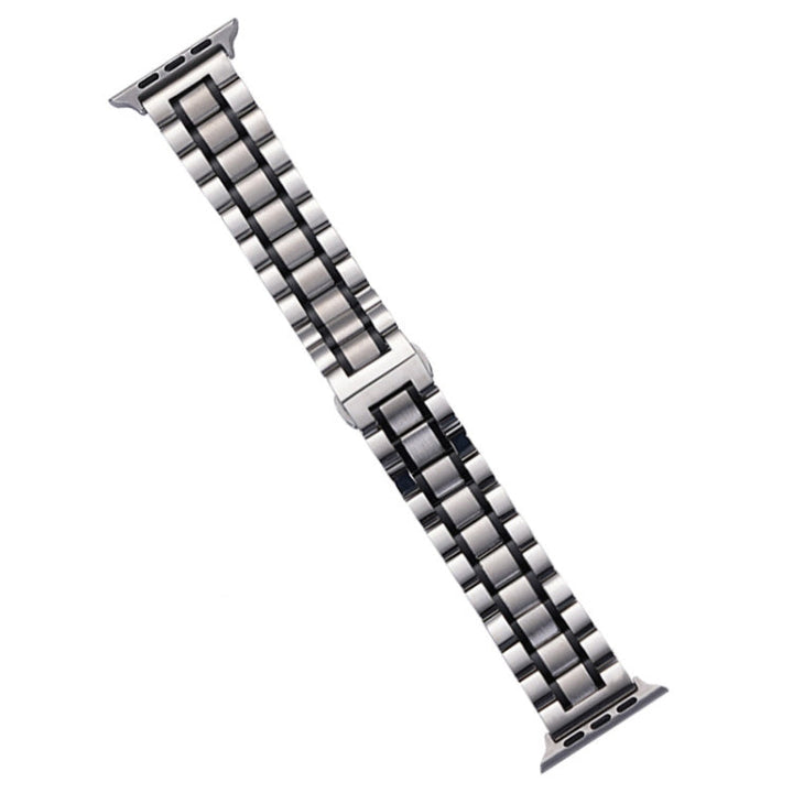 Lisslune | For Apple Watch Series 3 38mm Five-Pearl Stainless Steel Bracelet (Silver Black)