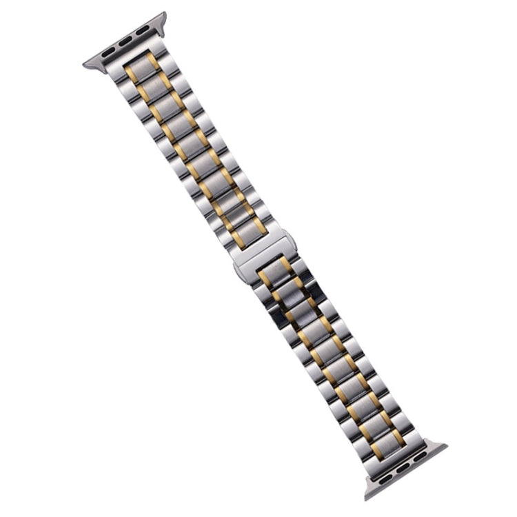 Lisslune | For Apple Watch 42mm Five-Bead Stainless Steel Band (Silver Gold)