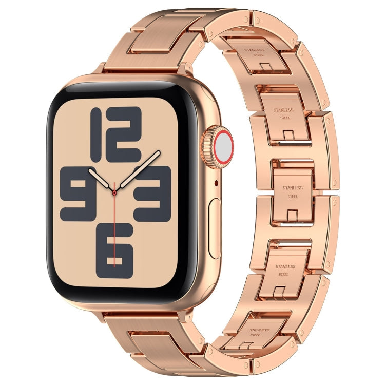 Lisslune | For Apple Watch SE 2023 40mm H Slim Stainless Steel Watch Band (Rose Gold)