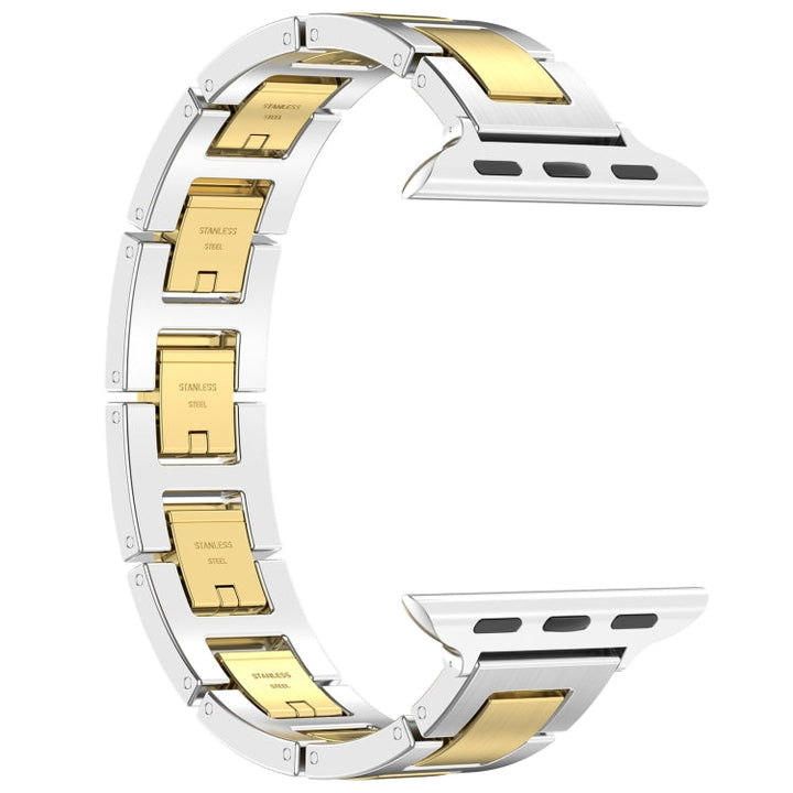 Lisslune | For Apple Watch SE 2023 40mm H Slim Stainless Steel Watch Band (Silver Gold)