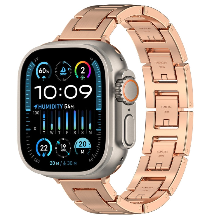 Lisslune | For Apple Watch Ultra 2 49mm H Slim Stainless Steel Bracelet (Rose Gold)