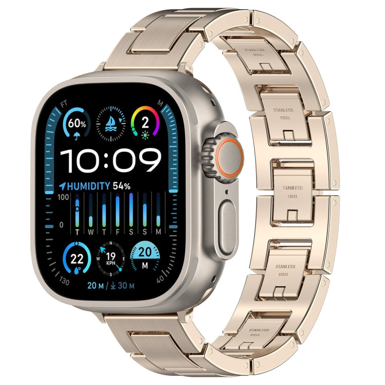 Lisslune | For Apple Watch Ultra 2 49mm H Slim Stainless Steel Watch Band (Starlight)