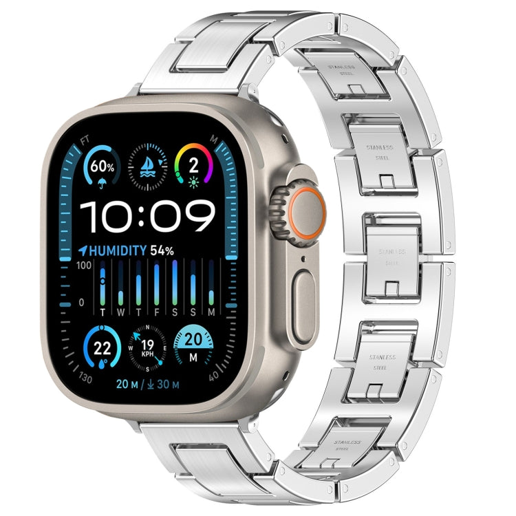 Lisslune | For Apple Watch Ultra 2 49mm H Slim stainless steel watch band (Silver)