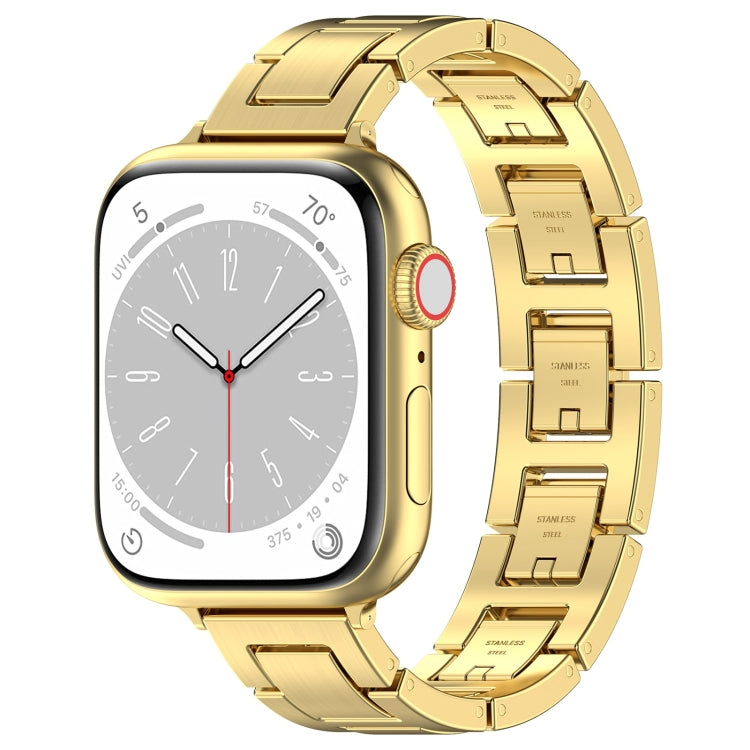 Lisslune | For Apple Watch Series 9 45mm H Slim Stainless Steel Bracelet (Gold)
