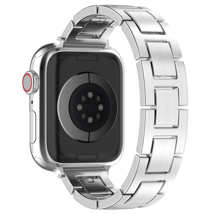 Lisslune | For Apple Watch Series 9 45mm H Slim Stainless Steel Watch Band (Silver)