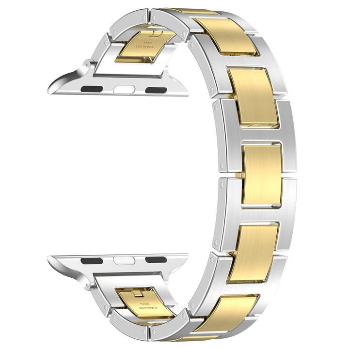 Lisslune | For Apple Watch Series 9 41mm H Slim Stainless Steel Band (Silver Gold)