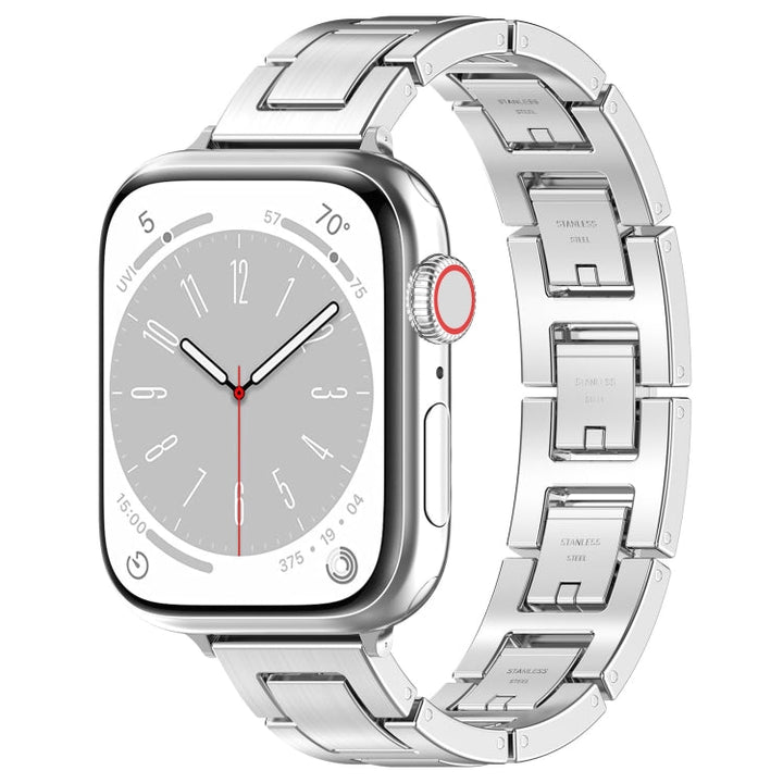 Lisslune | For Apple Watch Series 9 41mm H Slim Stainless Steel Band (Silver)