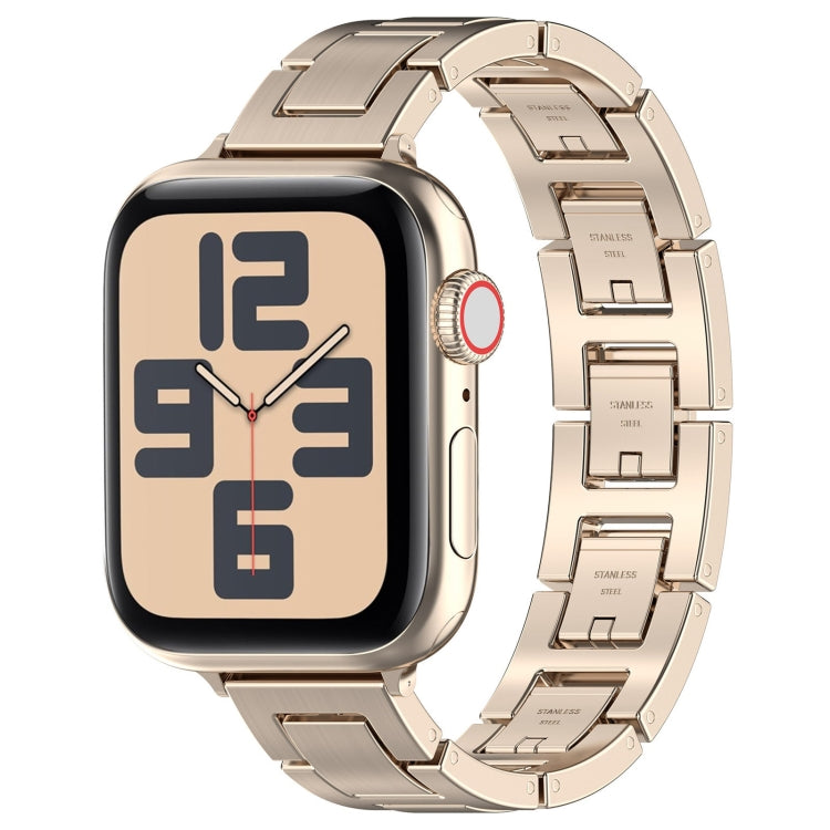 Lisslune | For Apple Watch SE 2022 40mm H Slim Stainless Steel Watch Band (Starlight)