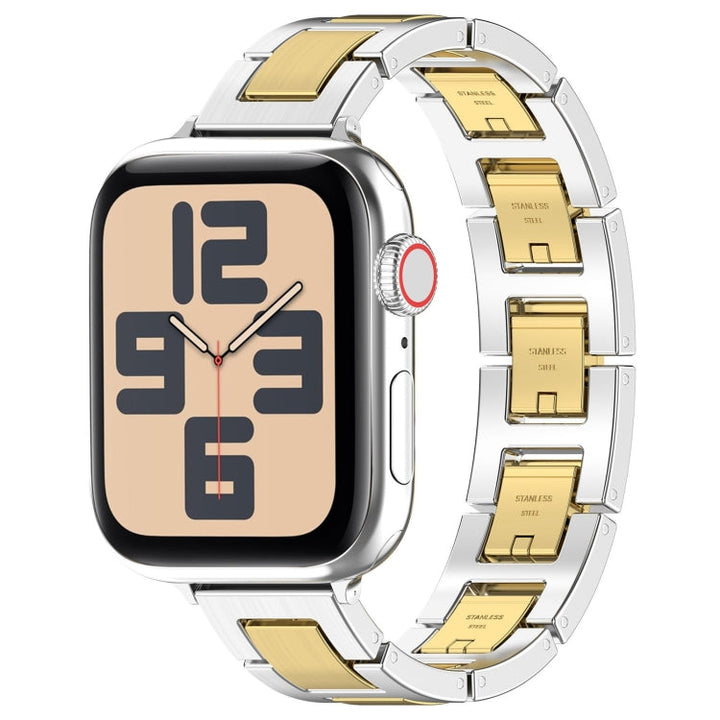 Lisslune | For Apple Watch SE 2022 40mm H Slim Stainless Steel Band (Silver Gold)