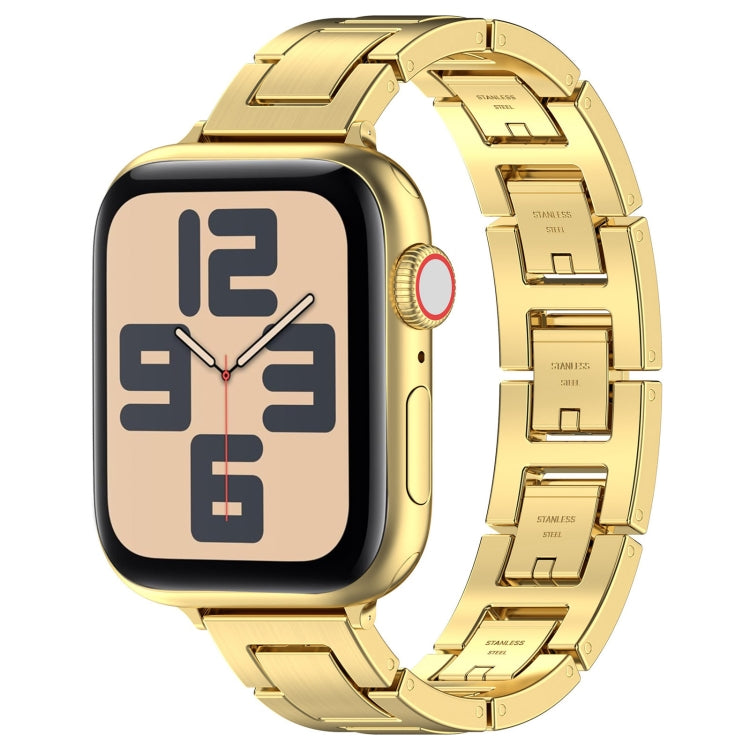 Lisslune | For Apple Watch SE 2022 44mm H Slim stainless steel watch band (Gold)