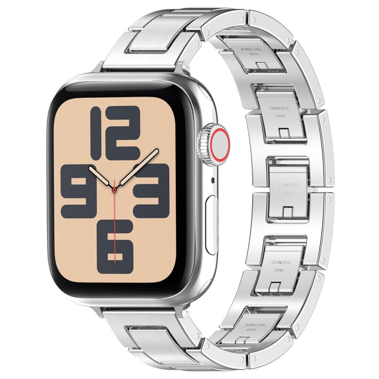 Lisslune | For Apple Watch SE 2022 44mm H Slim Stainless Steel Bracelet (Silver)