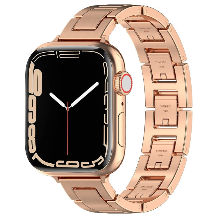 Lisslune | For Apple Watch Series 3 38mm H Slim Stainless Steel Band (Rose Gold)