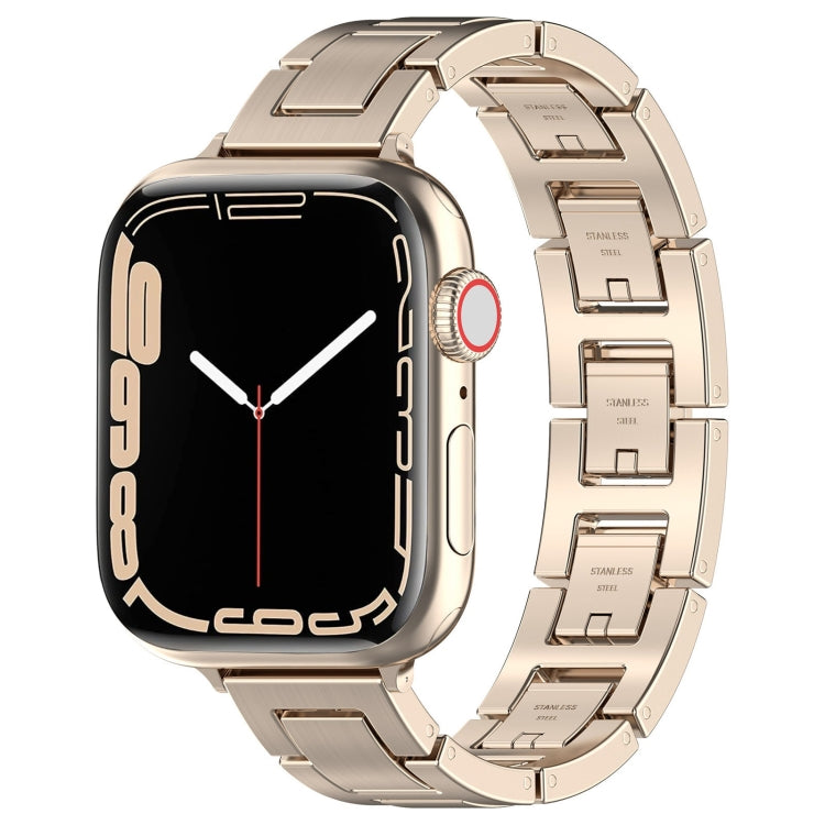 Lisslune | For Apple Watch Series 3 42mm H Slim Stainless Steel Watch Strap (Starlight)