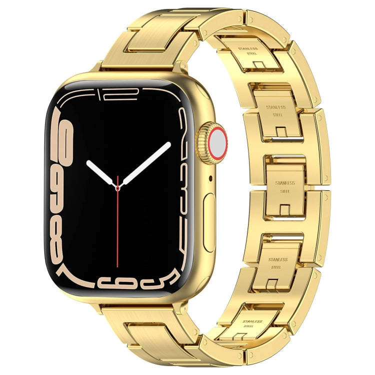 Lisslune | For Apple Watch 42mm H Slim Stainless Steel Bracelet (Gold)