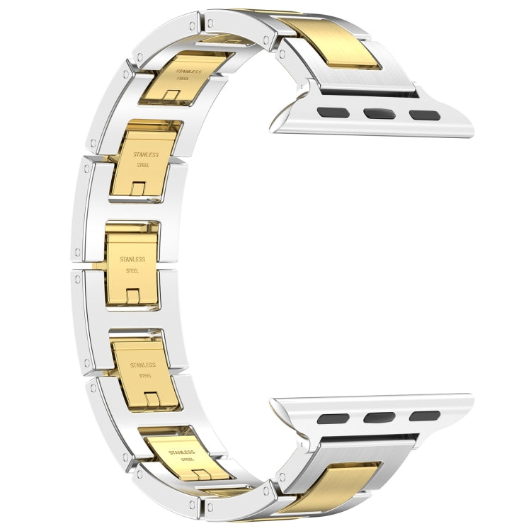 Lisslune | For Apple Watch 38mm H Slim Stainless Steel Band (Silver Gold)